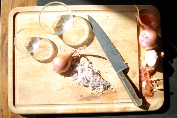 Shallots and Garlic on the Chopping Block rachellekweymuller