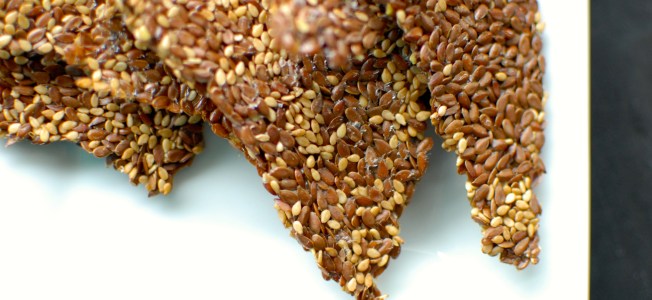 Caramelizelife makes Merida Anderson's Sesame Flax Crackers